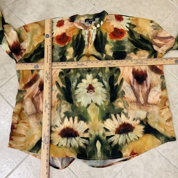 Suzanne Betro 3X simi Sheer Floral Romantic Blouse Fall spring keyhole pop over - Picture 6 of 11